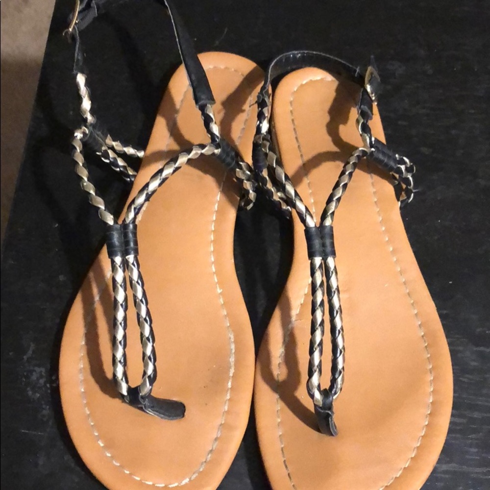 Black and Gold Sandals